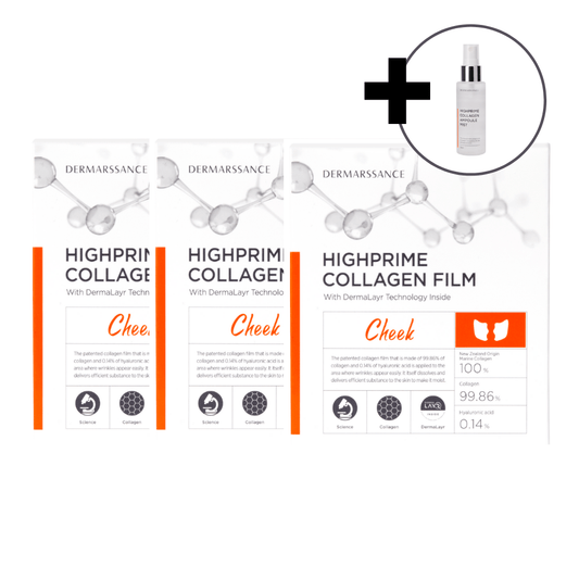 Collagen Flim CHEEK 3 piezas 15 unidades (Mascarilla de colágeno-para el rostro) + Collagen Mist (Regalo) - DERMARSSANCE - NADAUN -